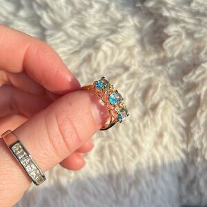 Gold Tone Ring w/ Blue Gems